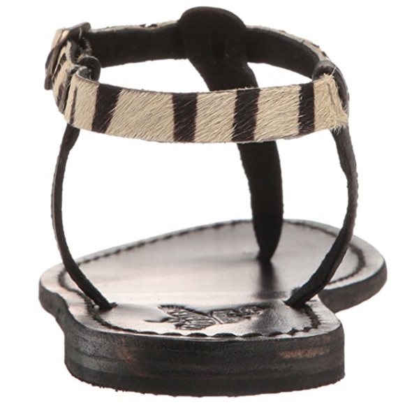 Last One!Leather Pony Hair Strap Distressed Sandal - Picture 8 of 8